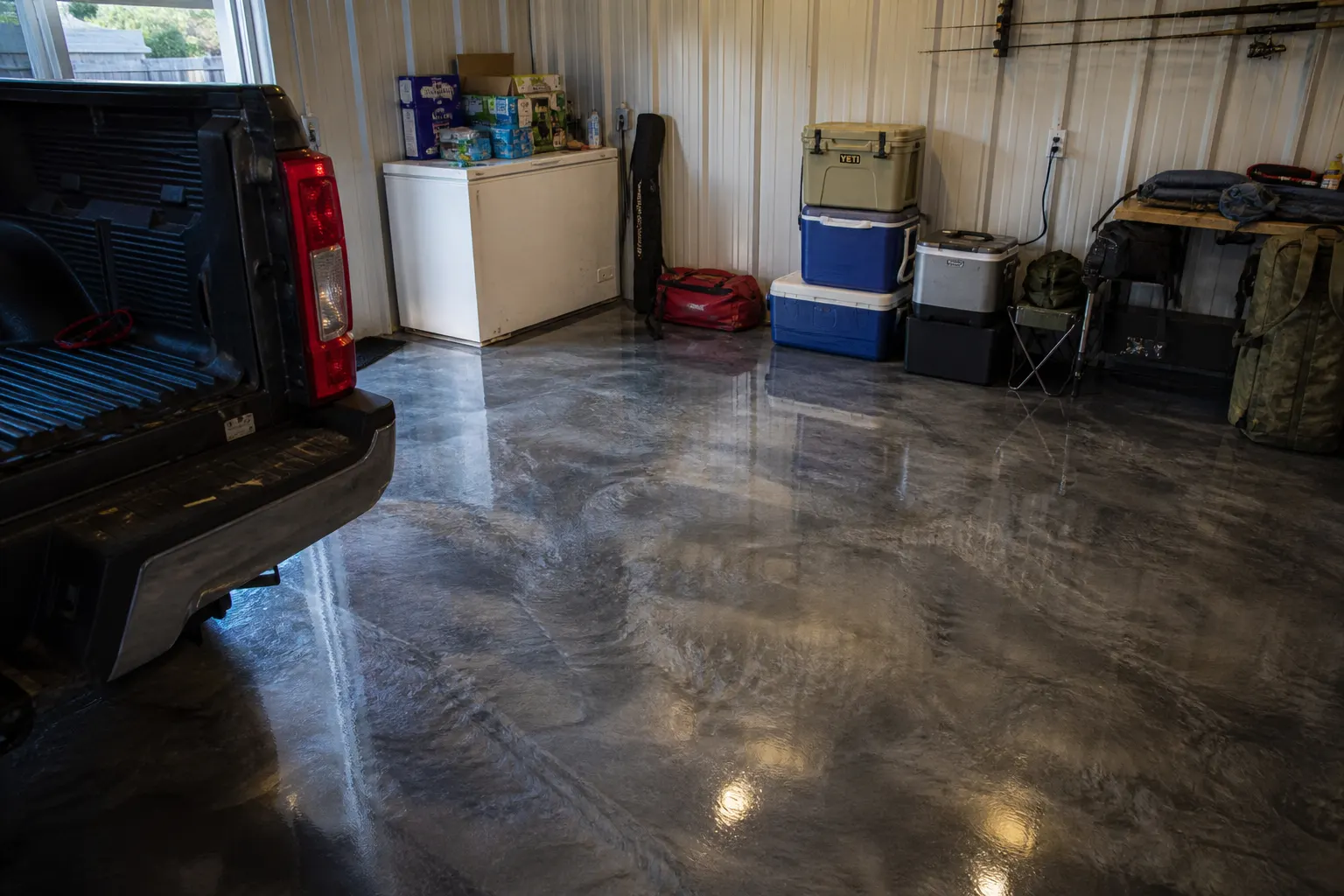 Metallic garage floor coating in Buford in everyday use