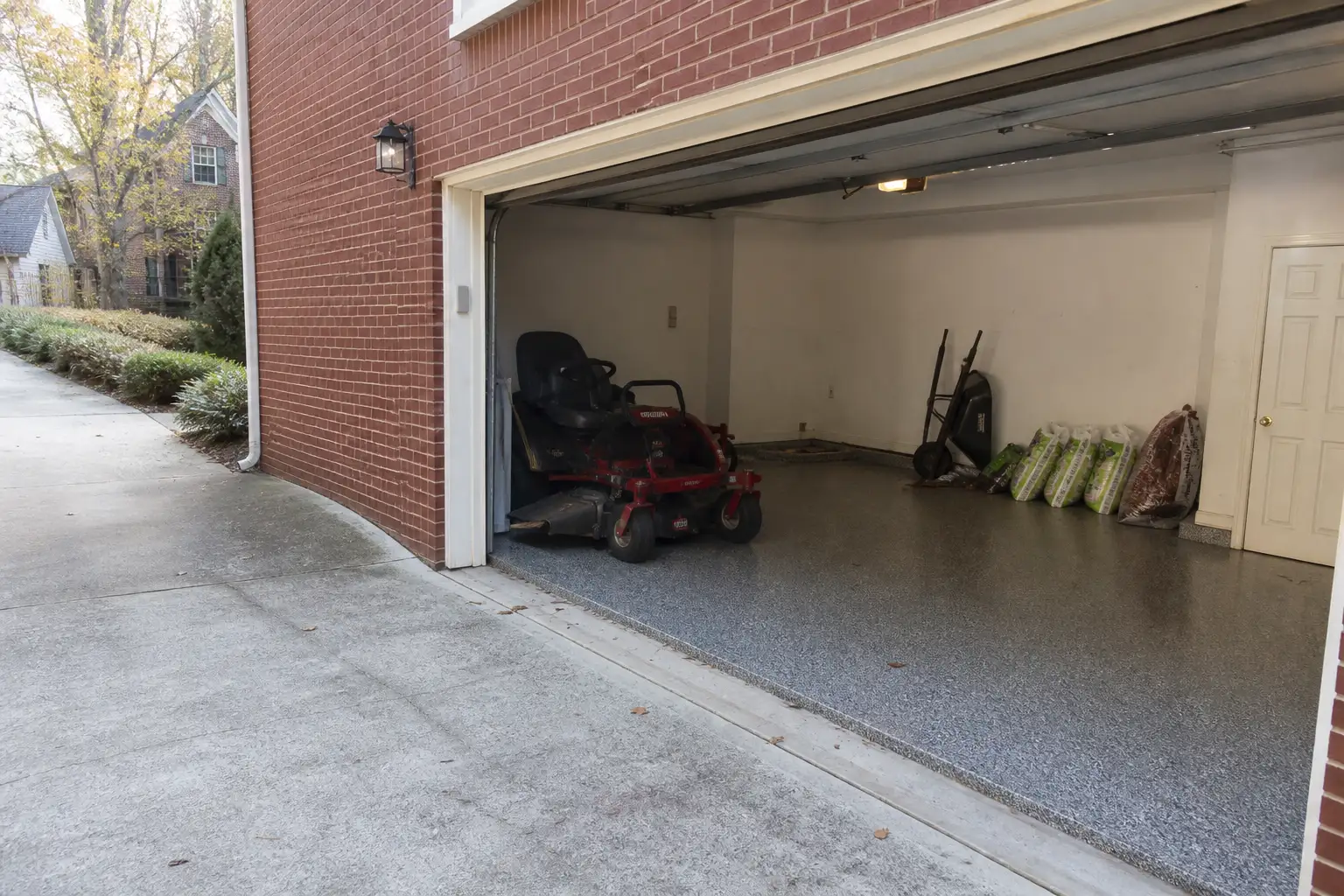 Coated garage floor in a Johns Creek home in everyday use