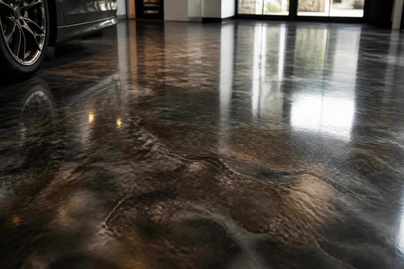 Premium Metallic Floor Coating Close Up